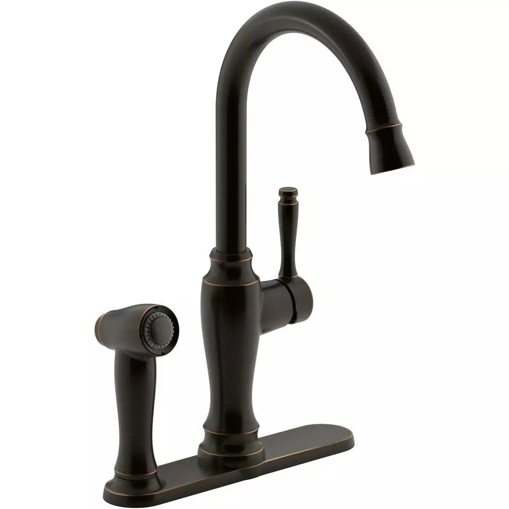 In Stock Hardwarestore Delivery Arsdale Single-Handle Standard Kitchen Faucet In Oil-Rubbed Bronze With On-Deck Sidespray 3 In Stock Hardwarestore Delivery Arsdale Single-Handle Standard Kitchen Faucet In Oil-Rubbed Bronze With On-Deck Sidespray