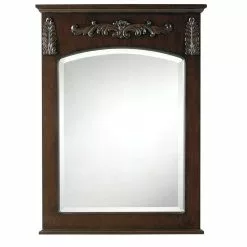 In Stock Hardwarestore Delivery 26 In. W X 35 In. H Framed Rectangular Bathroom Vanity Mirror In Antique Cherry