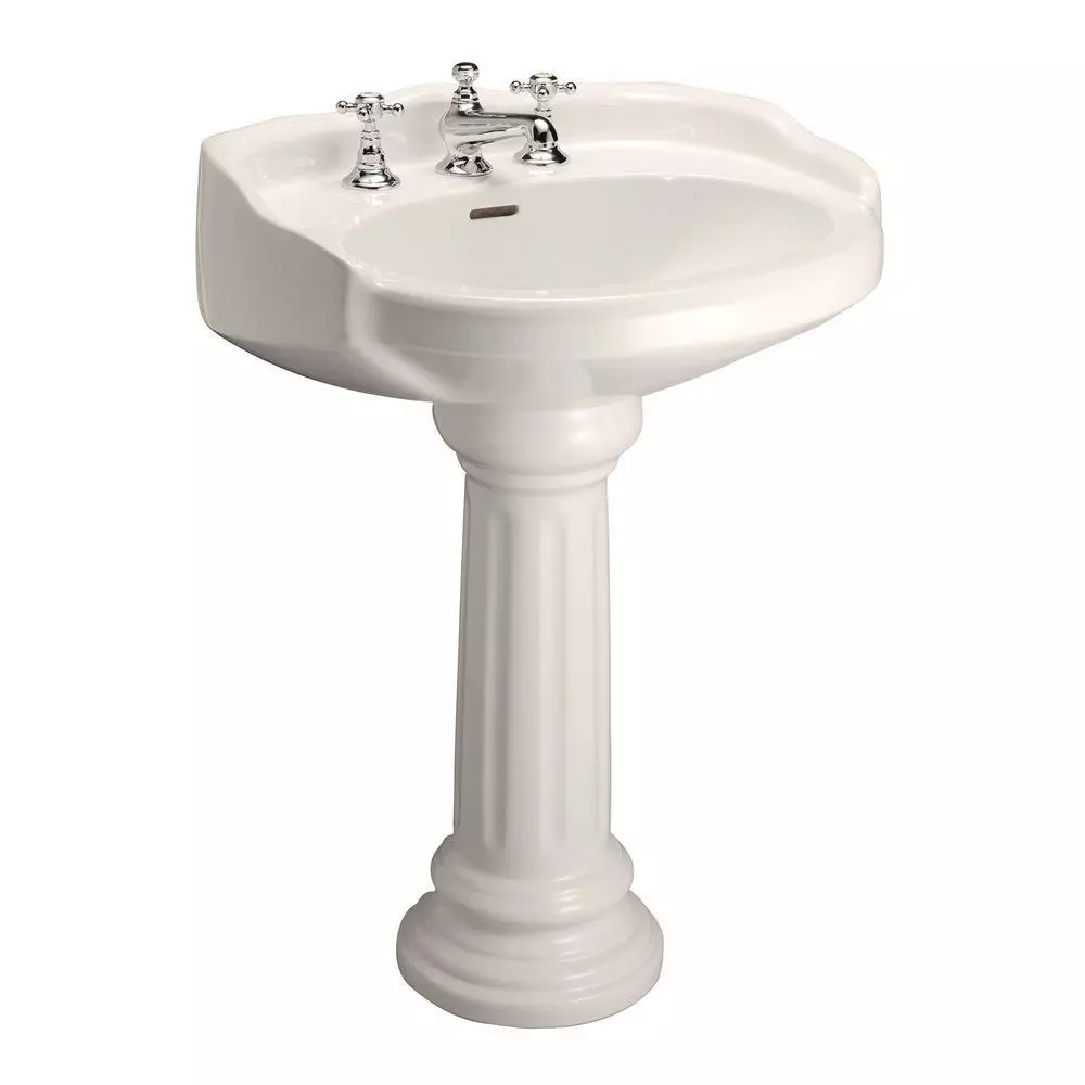 Pegasus Victoria 26 In. Pedestal Combo Bathroom Sink For 4 In. Centerset In White 9 Pegasus Victoria 26 In. Pedestal Combo Bathroom Sink For 4 In. Centerset In White - Image 7