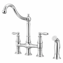 In Stock Hardwarestore Delivery Courant Two Handle Bridge Kitchen Faucet With Side Spray In Stainless Steel -Bath and Faucet shop c45e466be36fd2a2ea7e3a33f3029325 1800x1800