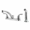 In Stock Hardwarestore Delivery Delton 2-Handle Standard Kitchen Faucet With Side Sprayer In Polished Chrome