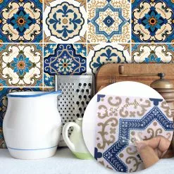 Goory 10 Pcs Moroccan Style Tile Sticker Backsplash Peel & Stick Kitchen Tile Decal, 8x8 Inches. -Bath and Faucet shop c6565fef 0bd3 4ab4 a55d 46387309f89d.98038e86e77b2c47e5c8958e56f652e6 1800x1800