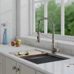 In Stock Hardwarestore Delivery Bolden Single Handle Pull Down Sprayer Kitchen Faucet With Deck Plate In Spot Free Stainless Steel 21 In Stock Hardwarestore Delivery Bolden Single Handle Pull Down Sprayer Kitchen Faucet With Deck Plate In Spot Free Stainless Steel -Bath and Faucet shop c67d62e9c4eee01a8c91a2fde395d985 1800x1800