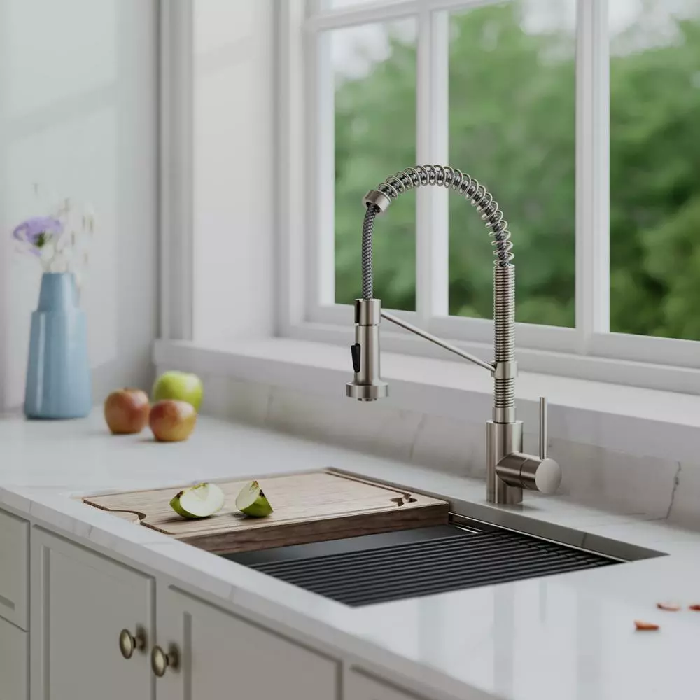 In Stock Hardwarestore Delivery Bolden Single Handle Pull Down Sprayer Kitchen Faucet With Deck Plate In Spot Free Stainless Steel 7 In Stock Hardwarestore Delivery Bolden Single Handle Pull Down Sprayer Kitchen Faucet With Deck Plate In Spot Free Stainless Steel - Image 5