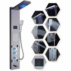 In Stock Hardwarestore Delivery 53 In. 10-Jet Shower Panel System In Brushed Nickel With LED Rainfall Waterfall Shower Head Handshower And Tub Spout 11 In Stock Hardwarestore Delivery 53 In. 10-Jet Shower Panel System In Brushed Nickel With LED Rainfall Waterfall Shower Head Handshower And Tub Spout -Bath and Faucet shop ca1b72263c2fbaa494f7ba4b9ecd61c6 1800x1800