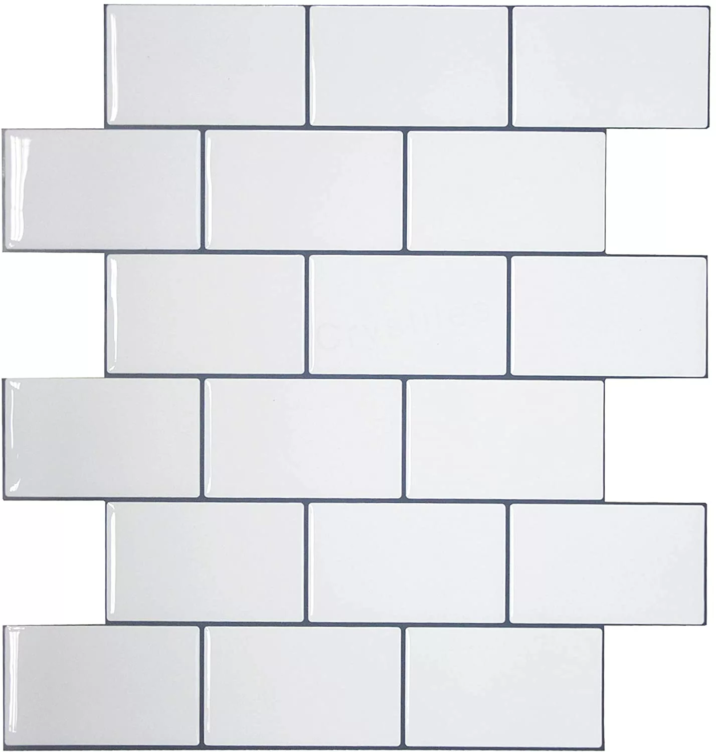 Crystiles 12"x12" Subway White Vinyl Peel And Stick Backsplash Tile, Pro Series Thicker Version, 4-Sheet Pack 3 Crystiles 12"x12" Subway White Vinyl Peel And Stick Backsplash Tile, Pro Series Thicker Version, 4-Sheet Pack