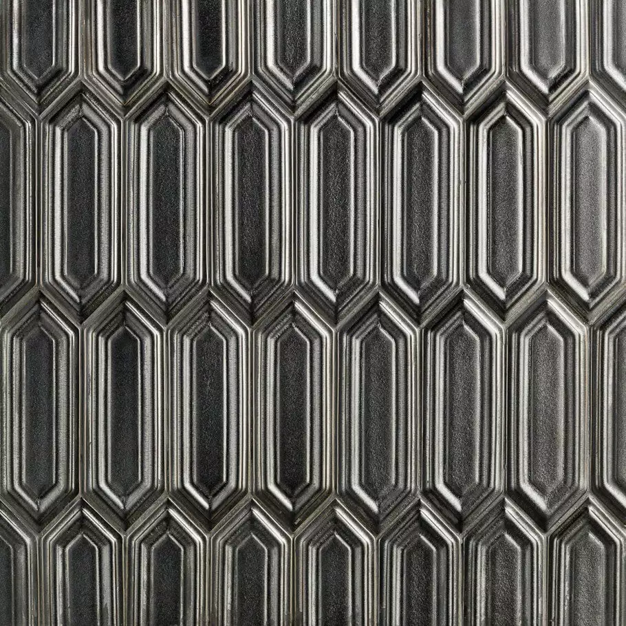 Bond Tile Divine Gunmetal Hexagon 9.5 In. X 15.5 In. Glazed Ceramic Mosaic Tile (1.02 Sq. Ft. / Sheet) 3 Bond Tile Divine Gunmetal Hexagon 9.5 In. X 15.5 In. Glazed Ceramic Mosaic Tile (1.02 Sq. Ft. / Sheet)