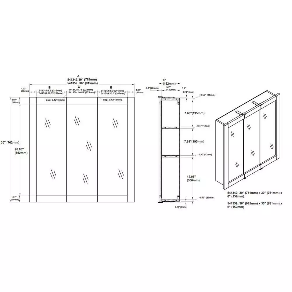 In Stock Hardwarestore Delivery Ventura 36 In. W X 30 In. H X 6 In. D Framed Tri-View Surface-Mount Bathroom Medicine Cabinet In Espresso 6 In Stock Hardwarestore Delivery Ventura 36 In. W X 30 In. H X 6 In. D Framed Tri-View Surface-Mount Bathroom Medicine Cabinet In Espresso - Image 4
