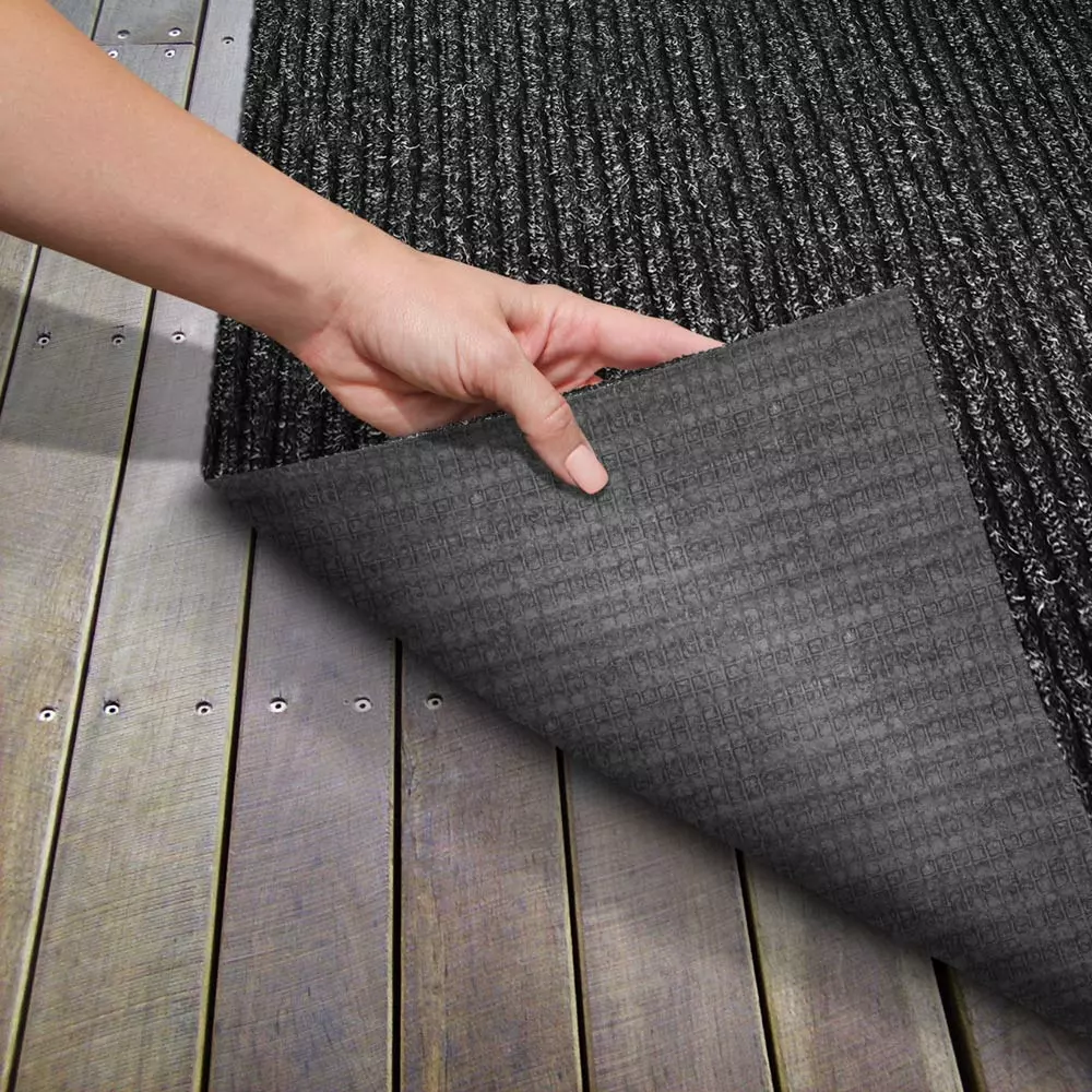 House Home & More Heavy-Duty Ribbed Indoor/Outdoor Carpet With Rubber Marine Backing - Charcoal Black 6' X 10' - Several Sizes Available - Carpet Flooring For Patio, Porch, Deck, Boat, Basement Or Garage 4 House Home & More Heavy-Duty Ribbed Indoor/Outdoor Carpet With Rubber Marine Backing - Charcoal Black 6' X 10' - Several Sizes Available - Carpet Flooring For Patio, Porch, Deck, Boat, Basement Or Garage - Image 2