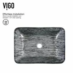 VIGO Titanium Handmade Glass Rectangle Vessel Bathroom Sink In Slate Grey 13 VIGO Titanium Handmade Glass Rectangle Vessel Bathroom Sink In Slate Grey -Bath and Faucet shop d135b1dc0753ed1adf2a979acb29394f 1800x1800