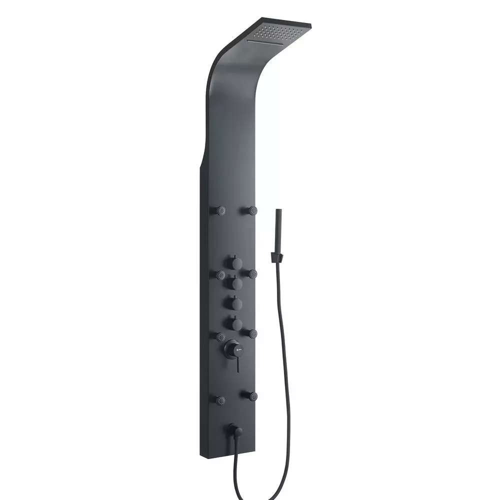 In Stock Hardwarestore Delivery 65 In. 8-Jet Rainfall Shower System With Waterfall Shower Head And Shower Wand In Black Painted Stainless Steel 3 In Stock Hardwarestore Delivery 65 In. 8-Jet Rainfall Shower System With Waterfall Shower Head And Shower Wand In Black Painted Stainless Steel