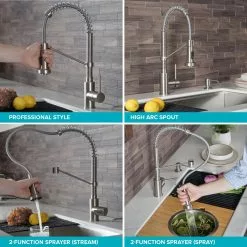 In Stock Hardwarestore Delivery Single-Handle Pull-Down Kitchen Faucet With Dual Function Sprayhead In Spot Free Antique Champagne Bronze/Matte Black 17 In Stock Hardwarestore Delivery Single-Handle Pull-Down Kitchen Faucet With Dual Function Sprayhead In Spot Free Antique Champagne Bronze/Matte Black -Bath and Faucet shop d1964799fc8d3d0646ab599acb49e536 1800x1800