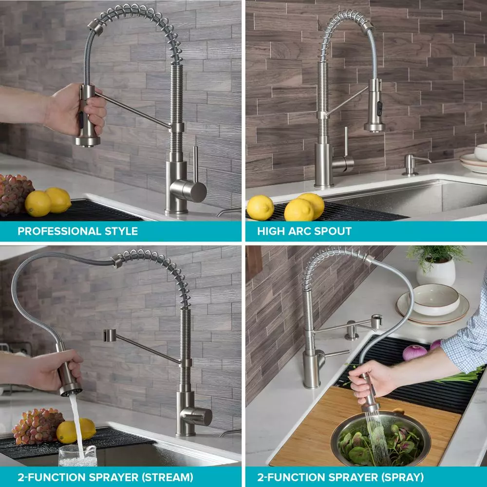 In Stock Hardwarestore Delivery Single-Handle Pull-Down Kitchen Faucet With Dual Function Sprayhead In Spot Free Antique Champagne Bronze/Matte Black 8 In Stock Hardwarestore Delivery Single-Handle Pull-Down Kitchen Faucet With Dual Function Sprayhead In Spot Free Antique Champagne Bronze/Matte Black - Image 6