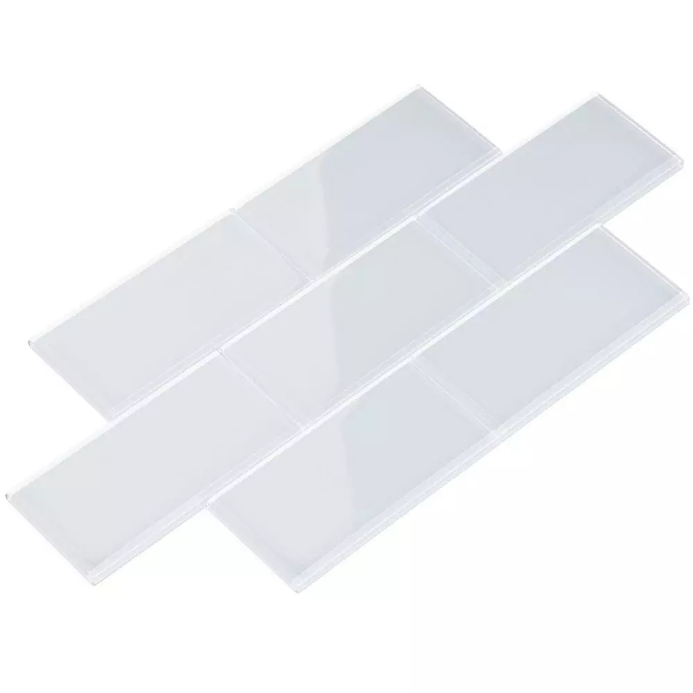 Giorbello Cool White 3 In. X 6 In. X 8mm Glass Subway Wall Tile (5.5 Sq. Ft./Case) 3 Giorbello Cool White 3 In. X 6 In. X 8mm Glass Subway Wall Tile (5.5 Sq. Ft./Case)