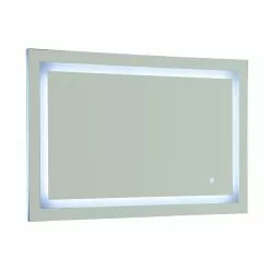In Stock Hardwarestore Delivery 39.5 In X 28.5 In. White/Blue LED Lighted Mirror With Touch Sensor