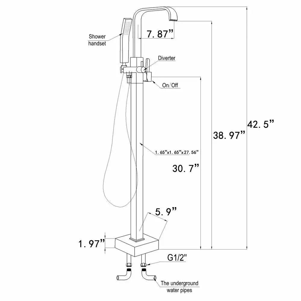 In Stock Hardwarestore Delivery 1-Handle Freestanding Floor Mount Roman Tub Faucet Bathtub Filler With Hand Shower In Antique Bronze 9 In Stock Hardwarestore Delivery 1-Handle Freestanding Floor Mount Roman Tub Faucet Bathtub Filler With Hand Shower In Antique Bronze - Image 7