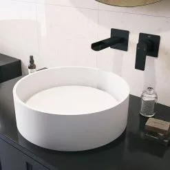 VIGO Anvil Round Vessel Bathroom Sink In White Matte StoneTM -Bath and Faucet shop d532b5e35ca0f41562e03adbbb886e88 1800x1800