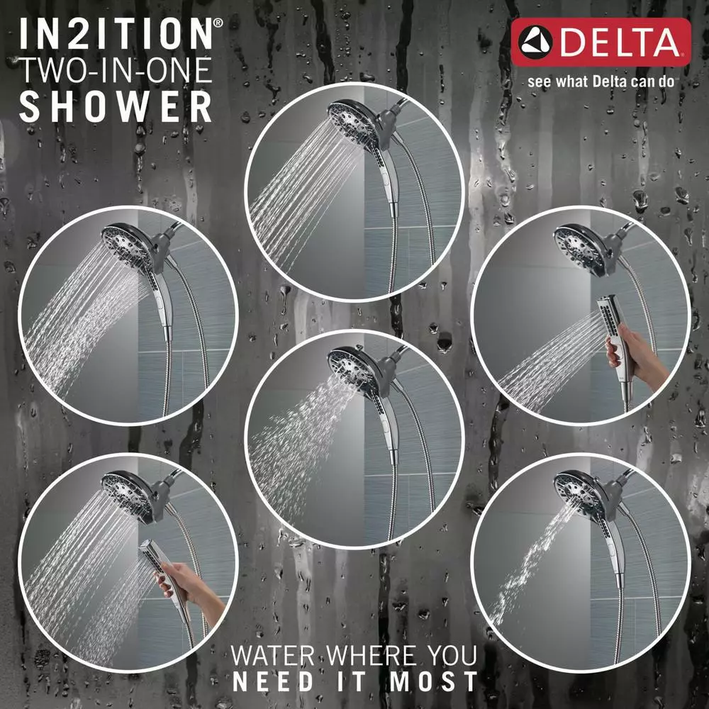 In Stock Hardwarestore Delivery In2ition Two-in-One 5-Spray 6 In. Dual Wall Mount Fixed And Handheld Shower Head In Chrome 7 In Stock Hardwarestore Delivery In2ition Two-in-One 5-Spray 6 In. Dual Wall Mount Fixed And Handheld Shower Head In Chrome - Image 5