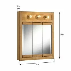 In Stock Hardwarestore Delivery Richland 24 In. W X 30 In. H X 5 In. D Framed 3-Light Tri-View Surface-Mount Bathroom Medicine Cabinet In Nutmeg Oak -Bath and Faucet shop d6de1f9eea0d4fbc5575b78639de9d6f 1800x1800