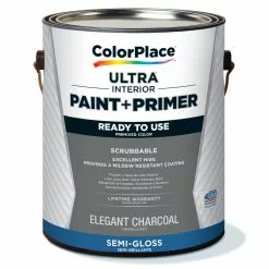 ColorPlace ULTRA Interior Paint & Primer, Elegant Charcoal, Semi-Gloss, 1 Gallon