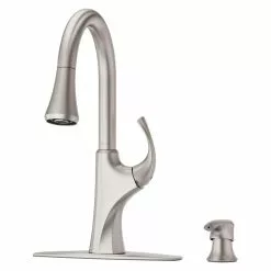 In Stock Hardwarestore Delivery Miri Single-Handle Pull-Down Sprayer Kitchen Faucet With Soap Dispenser In Spot Defense Stainless Steel 19 In Stock Hardwarestore Delivery Miri Single-Handle Pull-Down Sprayer Kitchen Faucet With Soap Dispenser In Spot Defense Stainless Steel -Bath and Faucet shop d7f68742699c1a6e9443bf54880c2f50 1800x1800