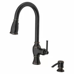 In Stock Hardwarestore Delivery Marchand Single Handle Pull-Down Sprayer Kitchen Faucet In Legacy Bronze -Bath and Faucet shop d82e3195206eb8db948472c84a2795a2 1800x1800