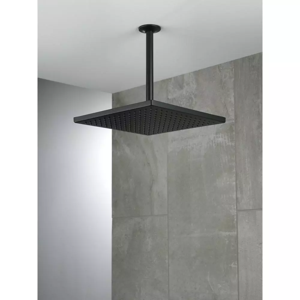 In Stock Hardwarestore Delivery 1-Spray 11.8 In. Single Wall Mount Square Fixed Rain Shower Head In Matte Black 5 In Stock Hardwarestore Delivery 1-Spray 11.8 In. Single Wall Mount Square Fixed Rain Shower Head In Matte Black - Image 3