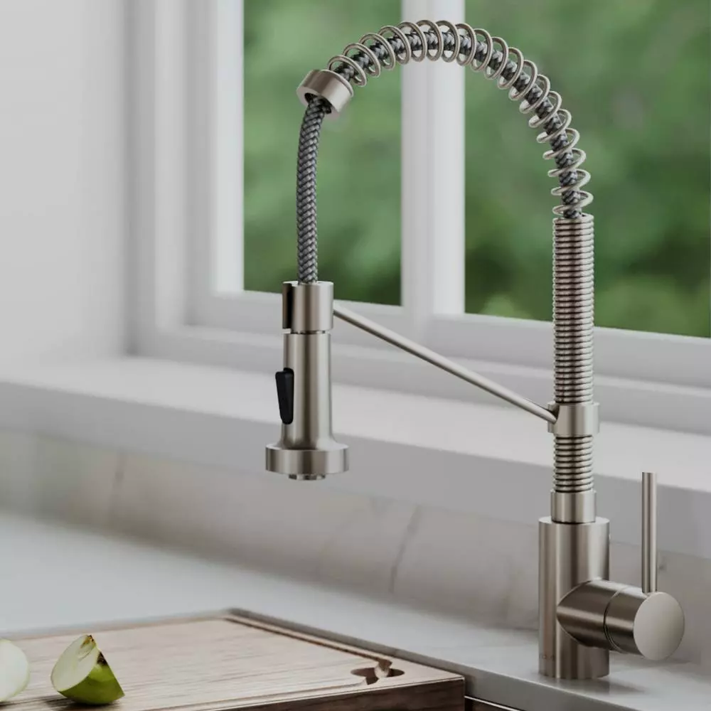 In Stock Hardwarestore Delivery Bolden Single Handle Pull Down Sprayer Kitchen Faucet With Deck Plate In Spot Free Stainless Steel 4 In Stock Hardwarestore Delivery Bolden Single Handle Pull Down Sprayer Kitchen Faucet With Deck Plate In Spot Free Stainless Steel - Image 2