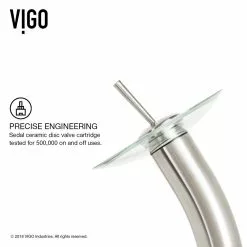 VIGO Glass Vessel Bathroom Sink In Clear Crystalline Glass With Waterfall Faucet Set In Brushed Nickel -Bath and Faucet shop ddc0a2126c4e4f6716aebf6b6c4c867f 1800x1800