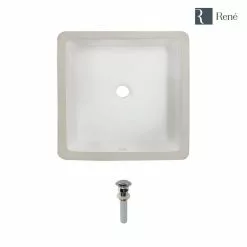 Rene 16 In. Undermount Bathroom Sink In White With Pop-Up Drain In Chrome -Bath and Faucet shop dff14aa642d94ac953aaf6637a8532d1 1800x1800