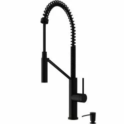 In Stock Hardwarestore Delivery Livingston Single-Handle Pull-Down Sprayer Kitchen Faucet With Soap Dispenser In Matte Black