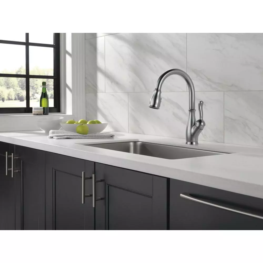 In Stock Hardwarestore Delivery Leland Single-Handle Pull-Down Sprayer Kitchen Faucet W/ShieldSpray And MagnaTite Docking In Arctic Stainless 4 In Stock Hardwarestore Delivery Leland Single-Handle Pull-Down Sprayer Kitchen Faucet W/ShieldSpray And MagnaTite Docking In Arctic Stainless - Image 2