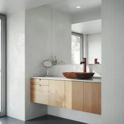 VIGO Russet Glass Vessel Bathroom Sink In Red With Seville Faucet In Oil Rubbed Bronze -Bath and Faucet shop e4bc93bafaca7d501ada471b38c4995e 1800x1800