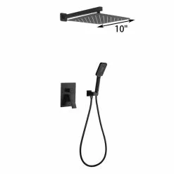 In Stock Hardwarestore Delivery 3-Spray With 2.5 GPM 10 In. 2 Functions Tub Wall Mount Dual Shower Heads In Spot In Matte Black (Valve Included) -Bath and Faucet shop e513d723c1a319cf68527f0687f96d15 1800x1800