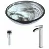 ANZZI Mezzo Series Deco-Glass Vessel Sink In Slumber Wisp With Key Faucet In Brushed Nickel -Bath and Faucet shop e5374d859cbfad52627ccacce0e2aa3c 1800x1800
