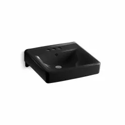 KOHLER Soho Wall-Mount Vitreous China Bathroom Sink In Black Black With Overflow Drain