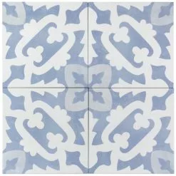 Bond Tile Moma Light Blue Encaustic 9x9 Glazed Porcelain Tile