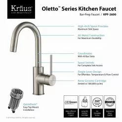 In Stock Hardwarestore Delivery Oletto Single-Handle Kitchen Bar Faucet In Spot-Free Stainless Steel -Bath and Faucet shop e633887c85527bc89477b7d1d6305042 1800x1800