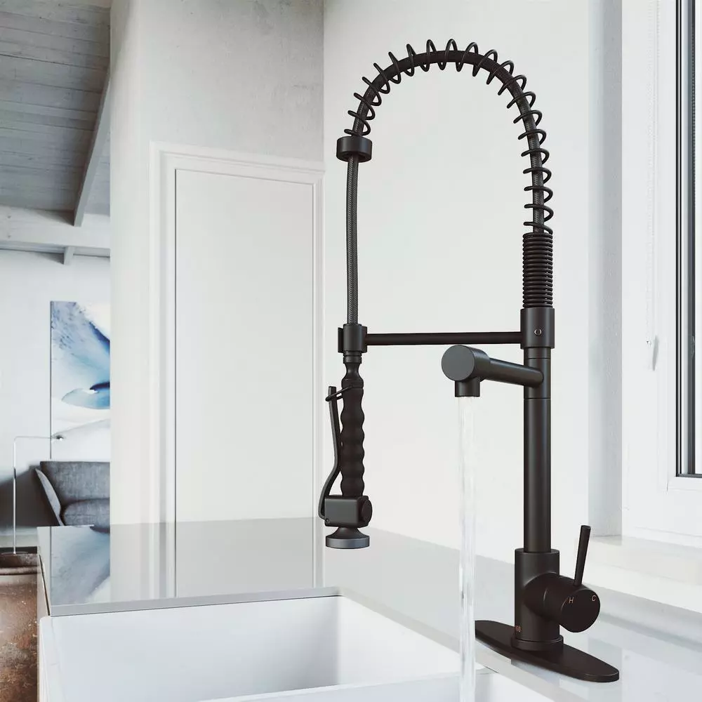 In Stock Hardwarestore Delivery Zurich Single-Handle Pull-Down Sprayer Kitchen Faucet With Deck Plate In Matte Black 7 In Stock Hardwarestore Delivery Zurich Single-Handle Pull-Down Sprayer Kitchen Faucet With Deck Plate In Matte Black - Image 5