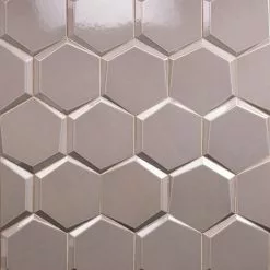 Bond Tile Magen Leveled-Hex Gray Polished Ceramic Hexagon Tile