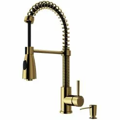 In Stock Hardwarestore Delivery Brant Single-Handle Pull-Down Sprayer Kitchen Faucet With Soap Dispenser In Matte Gold -Bath and Faucet shop ea139e6a25a870f3d08dfd6940aab193 20f975f5 9665 46e1 aa28 09b575827469 1800x1800