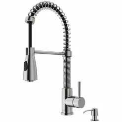 In Stock Hardwarestore Delivery Brant Single-Handle Pull-Down Sprayer Kitchen Faucet With Soap Dispenser In Matte Gold -Bath and Faucet shop eb0064deb74841cc322cf82c9d44a0ae 1800x1800