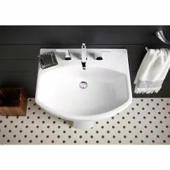 KOHLER Elmbrook 24 In. Pedestal Sink Basin In White With 8 In. Widespread Faucet Holes -Bath and Faucet shop eb448fc9814123d48ffbaa28ba5cae43 1800x1800
