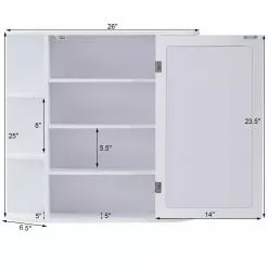 In Stock Hardwarestore Delivery 6.5 In. X 25 In. X 26 In. White Multipurpose Wall Surface Mount Bathroom Storage Medicine Cabinet With Mirror -Bath and Faucet shop eb7da0b54d1957a0f4f6e08aa16ab9c0 1800x1800