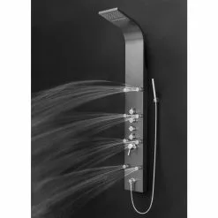 In Stock Hardwarestore Delivery 65 In. 8-Jet Shower Panel System In Space Gray Brushed Stainless Steel With Rainfall Waterfall Shower Head And Wand -Bath and Faucet shop ee2187b59c79f1832066e4c8573075dc 1800x1800