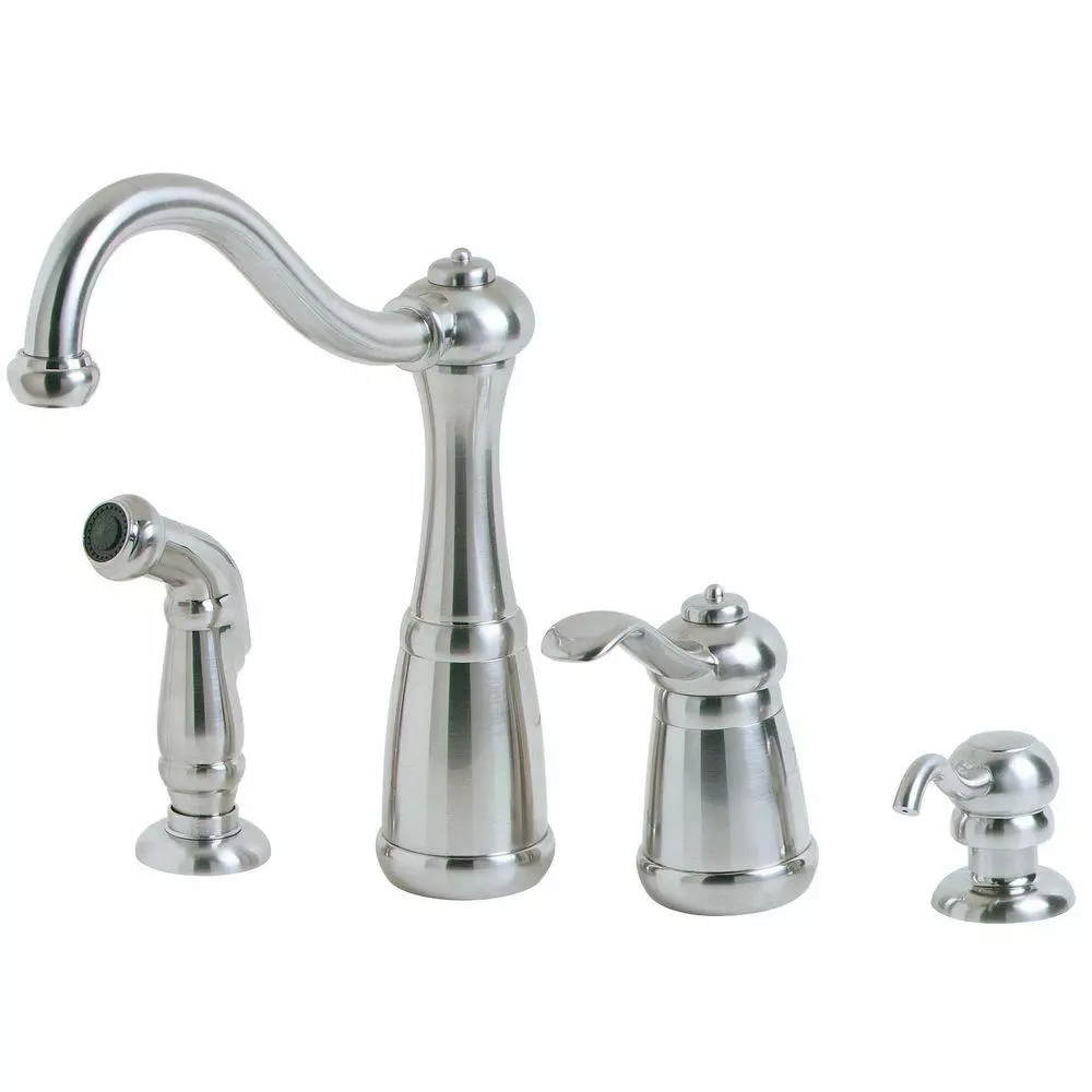 In Stock Hardwarestore Delivery Marielle Single-Handle Side Sprayer Kitchen Faucet And Soap Dispenser In Stainless Steel 3 In Stock Hardwarestore Delivery Marielle Single-Handle Side Sprayer Kitchen Faucet And Soap Dispenser In Stainless Steel