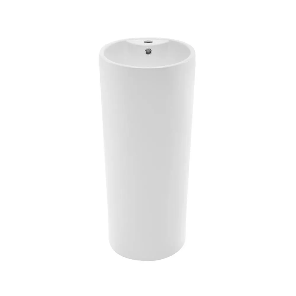 Swiss Madison Monaco Circular Basin Pedestal Sink In Glossy White 6 Swiss Madison Monaco Circular Basin Pedestal Sink In Glossy White - Image 4