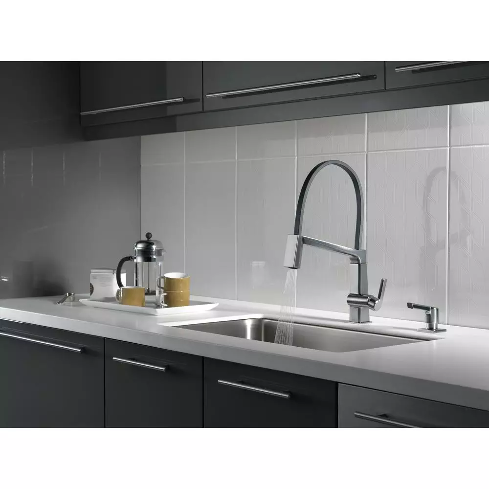 In Stock Hardwarestore Delivery Pivotal Single-Handle Pull-Down Sprayer Kitchen Faucet With MagnaTite Docking In Arctic Stainless 4 In Stock Hardwarestore Delivery Pivotal Single-Handle Pull-Down Sprayer Kitchen Faucet With MagnaTite Docking In Arctic Stainless - Image 2