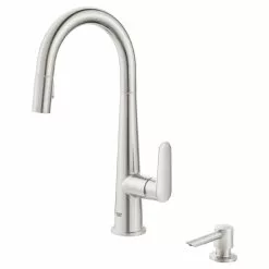 In Stock Hardwarestore Delivery Veletto Single-Handle Pull-Down Dual Sprayer Kitchen Faucet With Soap Dispenser In SuperSteel InfinityFinish 17 In Stock Hardwarestore Delivery Veletto Single-Handle Pull-Down Dual Sprayer Kitchen Faucet With Soap Dispenser In SuperSteel InfinityFinish -Bath and Faucet shop f00255d753a508b271b3e287a73e5904 1800x1800