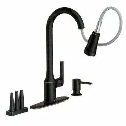 In Stock Hardwarestore Delivery Milton Single-Handle Pull-Down Sprayer Kitchen Faucet With Reflex And Power Clean Attachments In Mediterranean Bronze -Bath and Faucet shop f27e43a5df9877468e1579eb42d29501 1800x1800